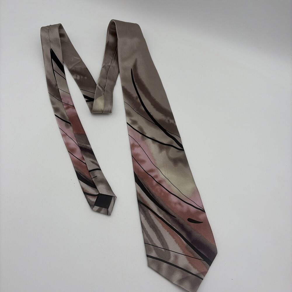 J Garcia 100% Silk Limited Edition Orange Horizon Collection 44 Grey Purple Tie